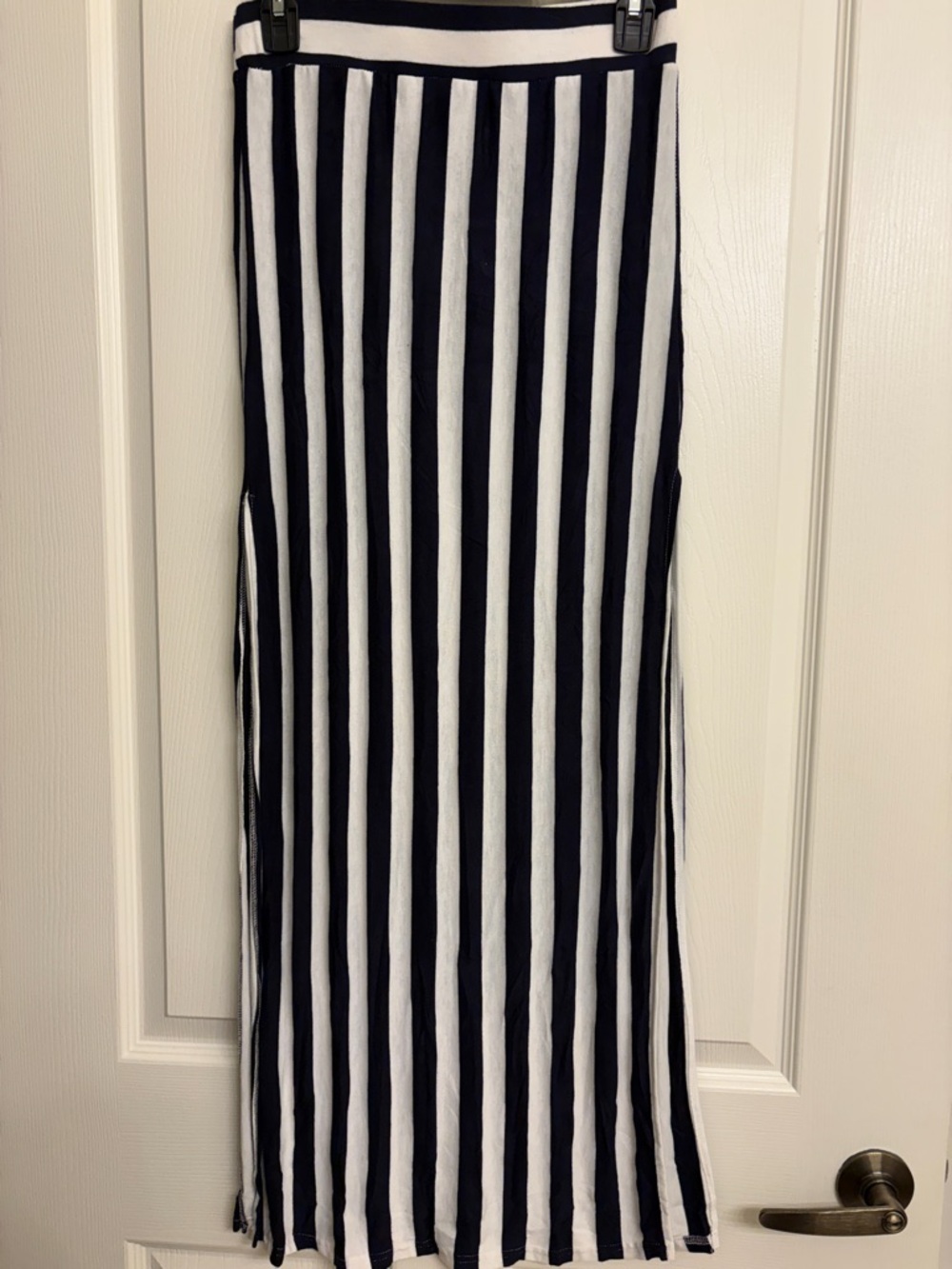 Rue21 Navy and White Vertical Stripe Maxi Skirt